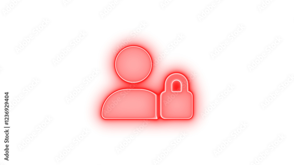User lock icon red color glowing neon on black background User lock icon red color glowing neon on black background