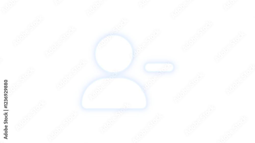 User minus icon white color glowing neon on black background User minus icon white color glowing neon on black background