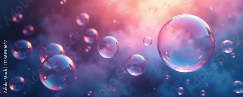Wallpaper Mural Iridescent bubbles suspended in a foggy environment, whimsical, soothing Torontodigital.ca