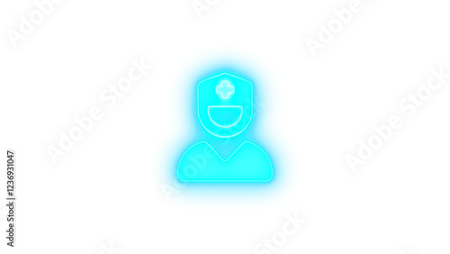 Free Download User nurse icon cyan color glowing neon on black background - GFXLoad