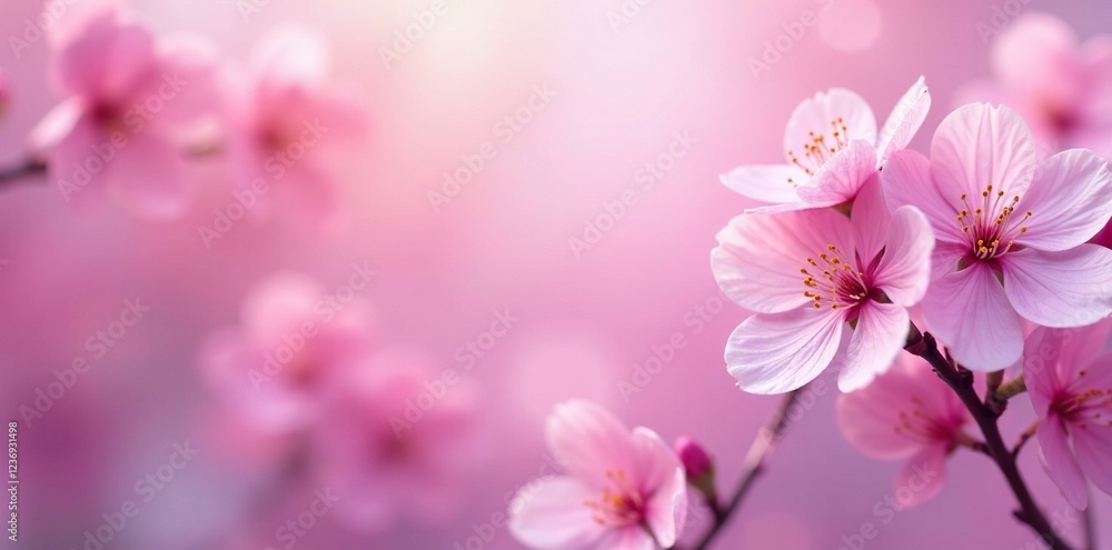 Naklejka premium Soft petal background with delicate light pink and purple hues, blossoms, , floral