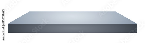 Empty blue gray rectangular podium, concrete flooring stand stage, top table mockup, cement shelf, modern pedestal and platform, empty stages and podium stair 3d template for product presentation