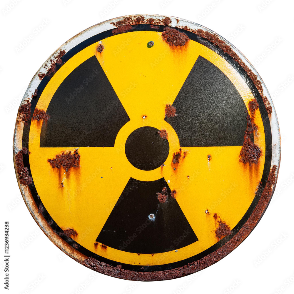 metal rusty old radiation hazard sign