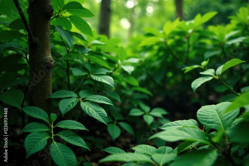 Cayratia jungle bush amidst green leaves and stems, nature, bush, foliage photo