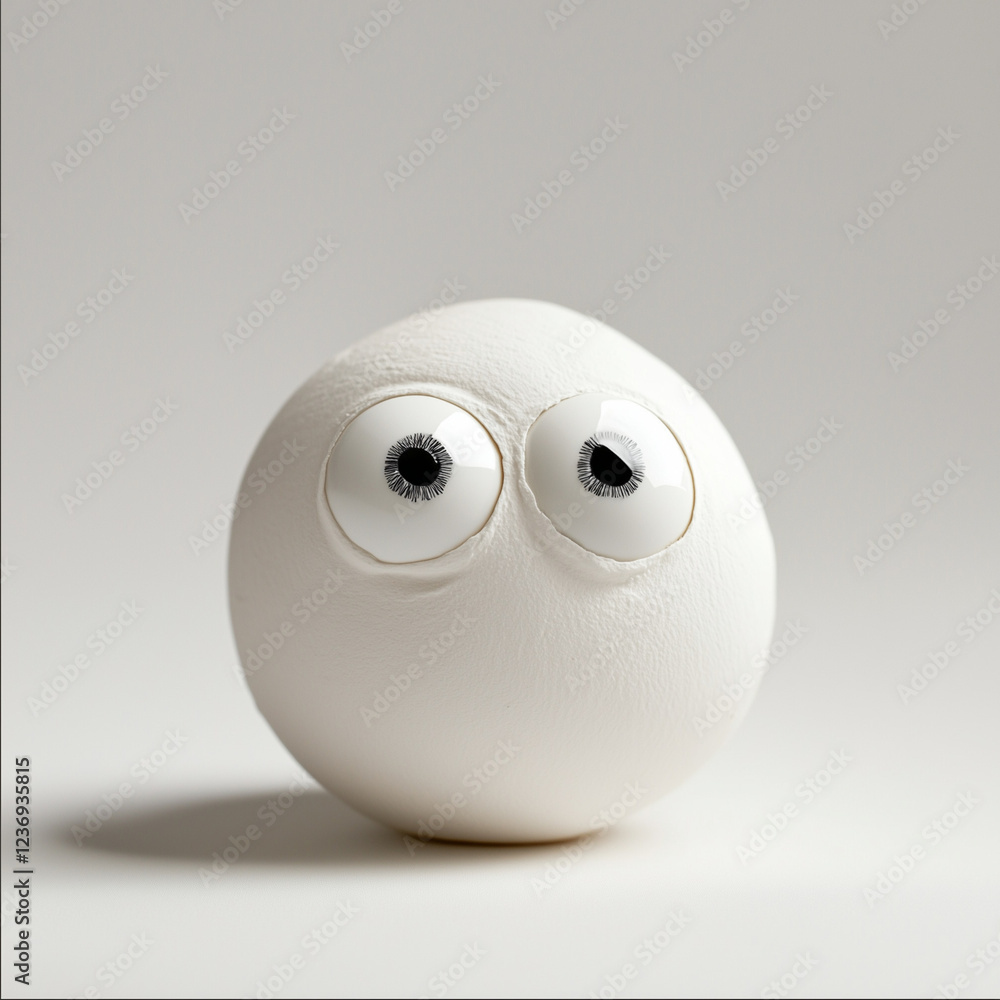 Minimalist white ball with large surreal eyes. Minimalist white ball with large surreal eyes.