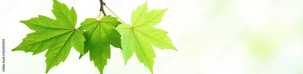 Fresh green chestnut leaf on white background, tree leaves, foliage, autumn leaves