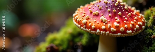Closeup of gills and volva of Amanita pantherina panther cap, closeup, botanical