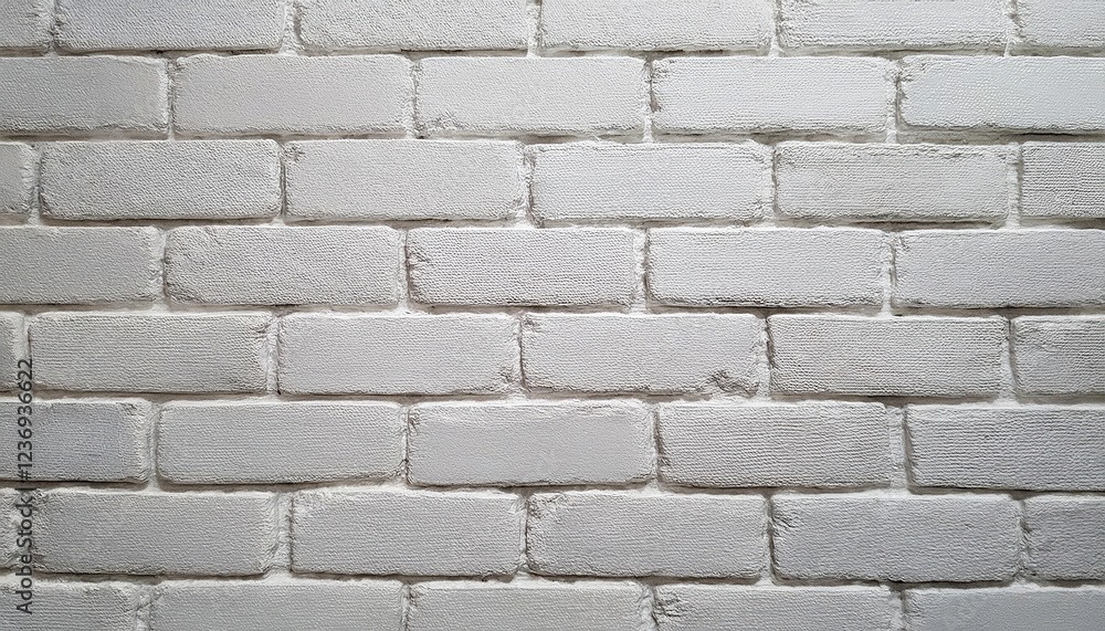 Obraz premium textured white brick wall, slightly weathered, creates clean backdrop