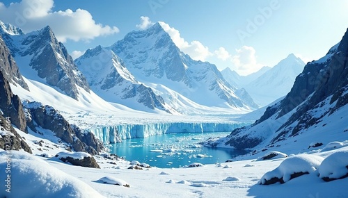 Wallpaper Mural Snowy mountain range with glaciers and ice caves, rugged, frozen, serene Torontodigital.ca