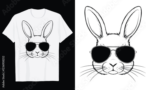 Cute Bunny Face With Sunglasses Easter Day T-Shirt