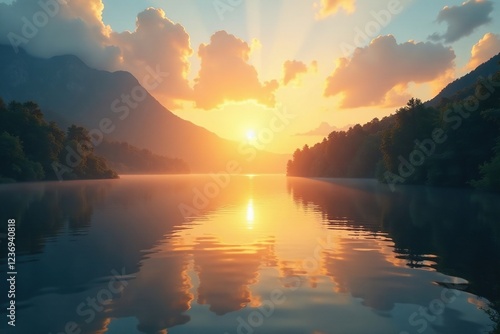 Wallpaper Mural Soft golden light on lake at dawn slowly rises, light, lakes Torontodigital.ca