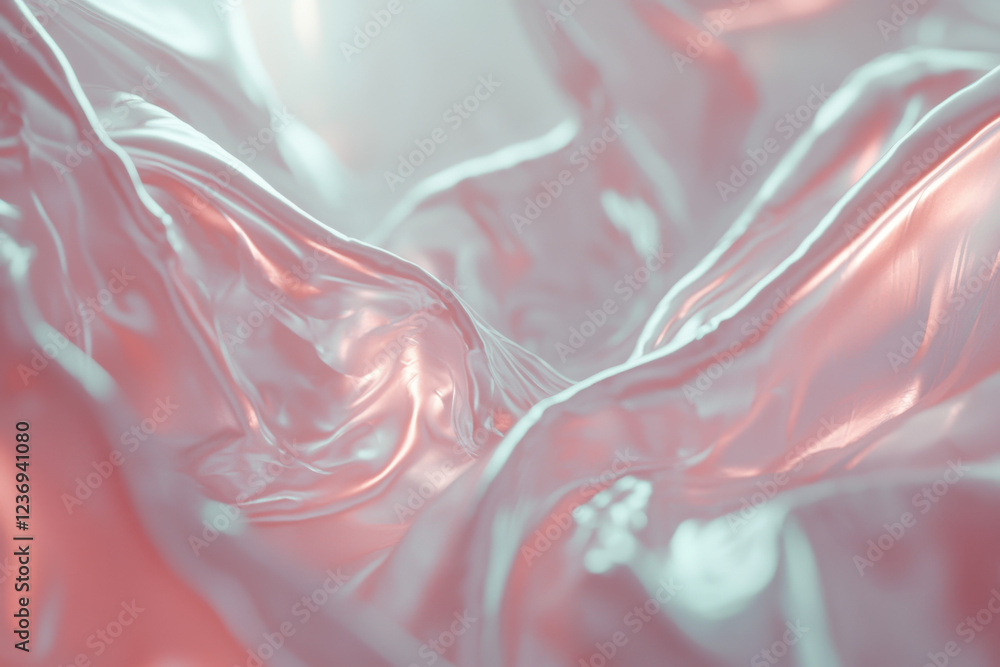 Obraz premium Fluid iridescent abstract surface blending pink and teal hues