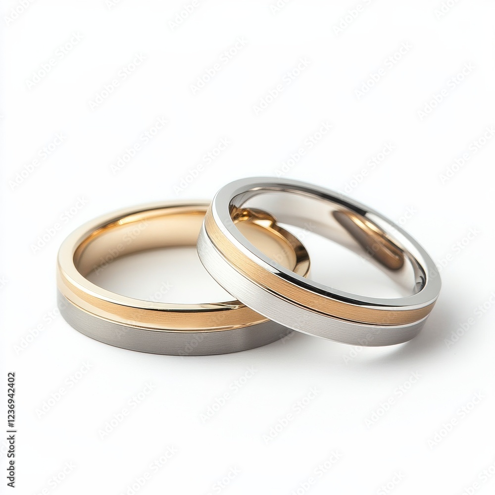 Minimalist Wedding Band Set in Silver and Gold Minimalist Wedding Band Set in Silver and Gold