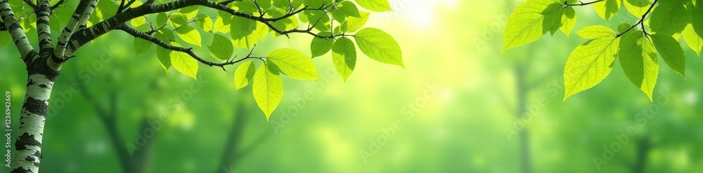 Birch and linden branches against the pale green of spring, linden, birch, branches Birch and linden branches against the pale green of spring, linden, birch, branches