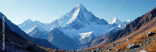 Killer mountain Nanga Parbat with rugged terrain and rocky cliffs, alps, parbat photo