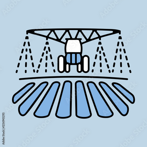 Tractor watering, soil and fertilizing field icon