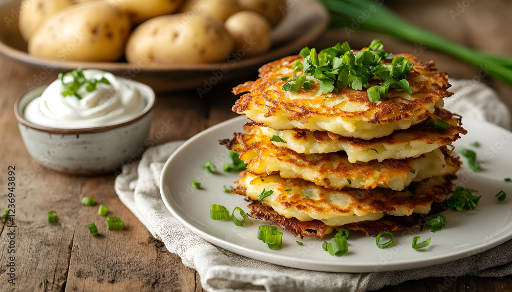 Potato Pancake on a wooden table Potato Pancake on a wooden table