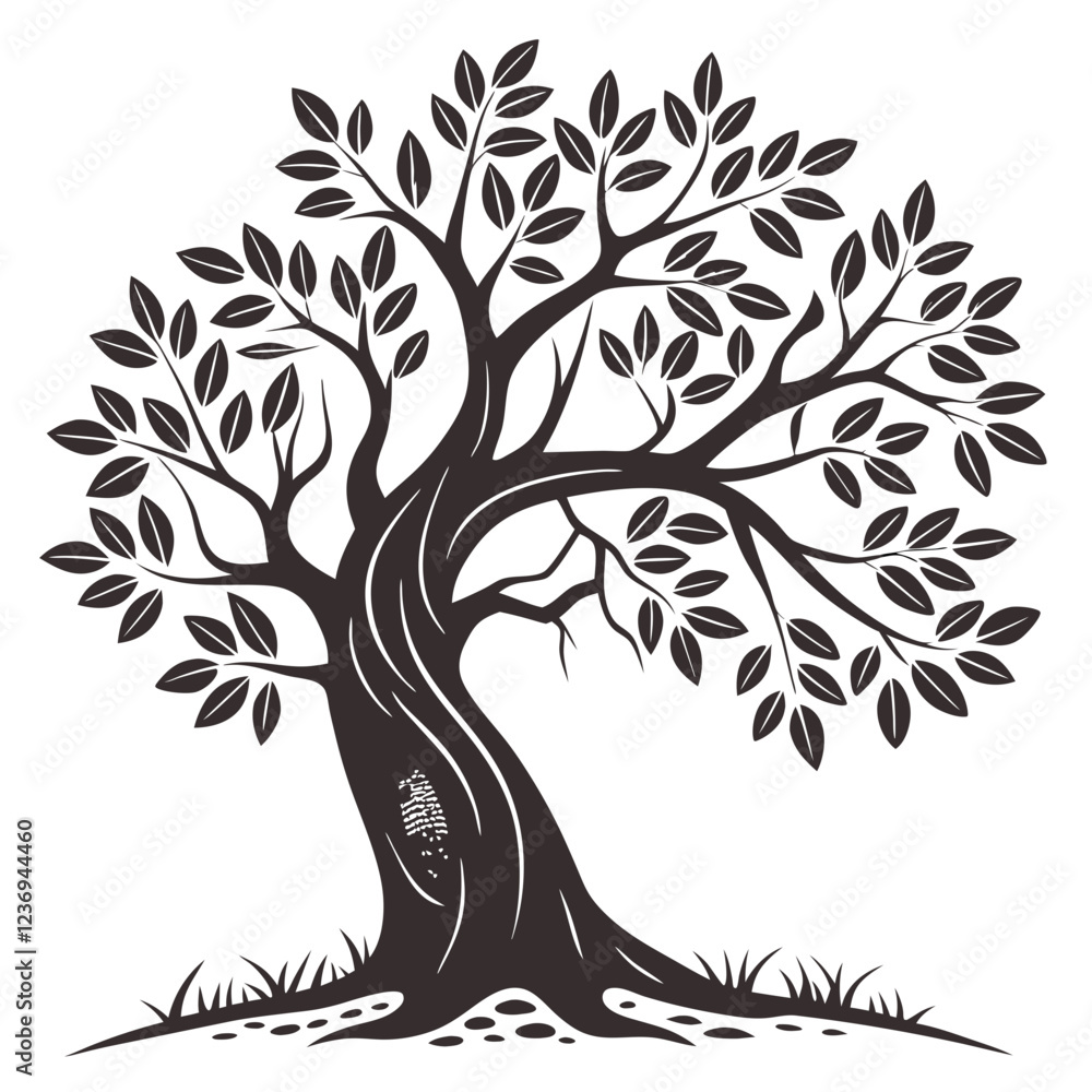 Obraz premium Creative tree icon Tree with Hollow Trunk vector illustration