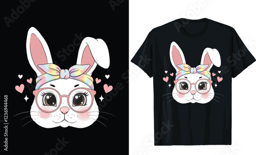 Pastel Bunny with Hearts t-shirt design