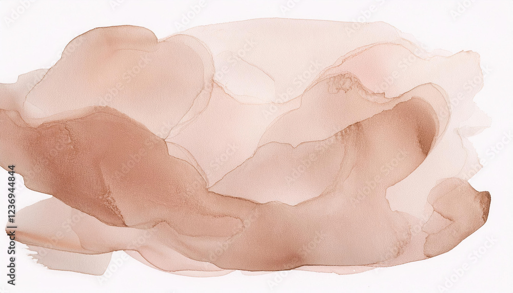 Fototapeta premium Soft rose beige watercolor texture with stains and rounded edges evokes calming atmosphere