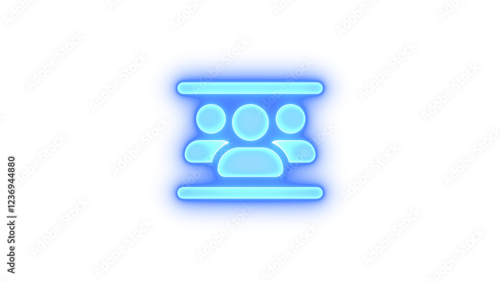 Users between lines icon blue color glowing neon on black background Users between lines icon blue color glowing neon on black background