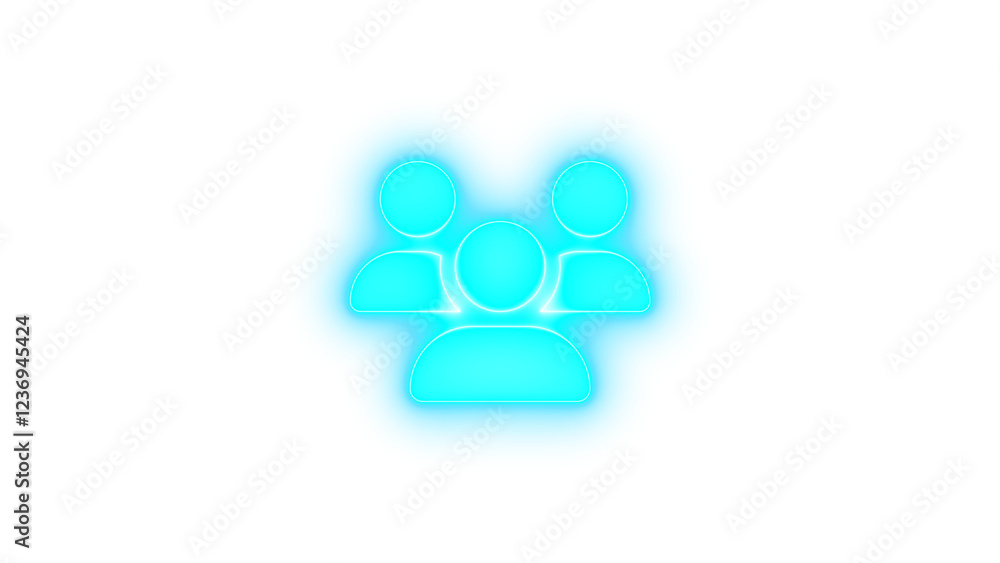 Users icon cyan color glowing neon on black background Users icon cyan color glowing neon on black background