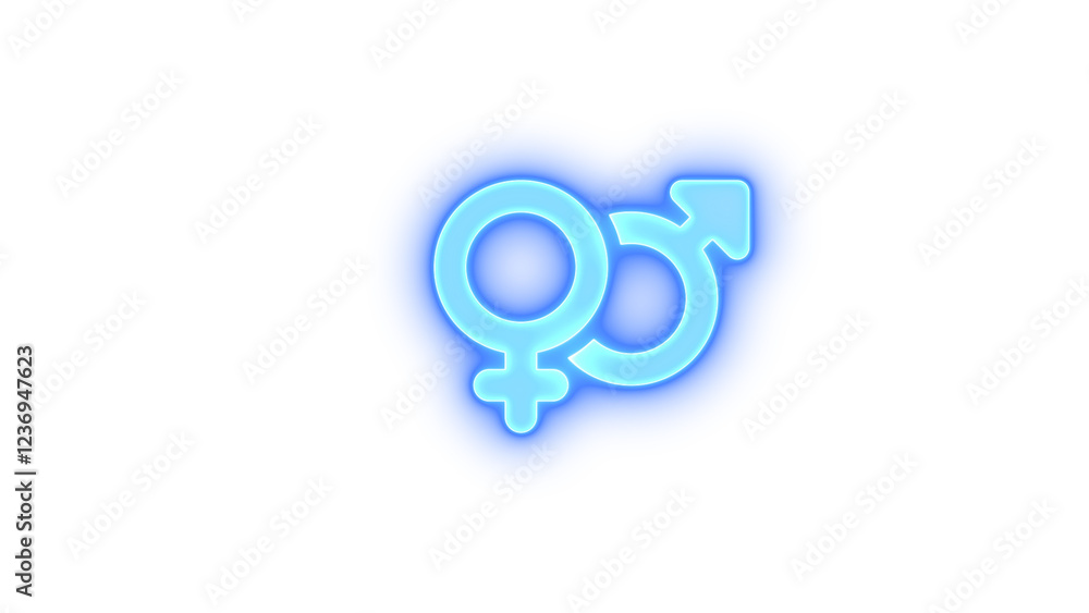 Venus mars icon blue color glowing neon on black background Venus mars icon blue color glowing neon on black background