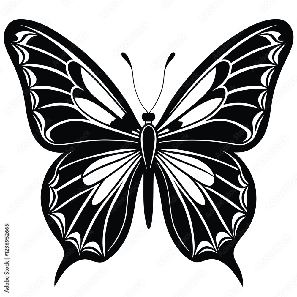 A stylish vector illustration of a butterfly with a modern and elegant design A stylish vector illustration of a butterfly with a modern and elegant design