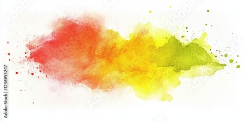 Vibrant abstract watercolor blending red, orange, and green hues