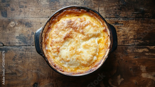 Wallpaper Mural A warm, homemade peach cobbler is cooked in a dish and placed on a table. The photo is taken from above. Torontodigital.ca