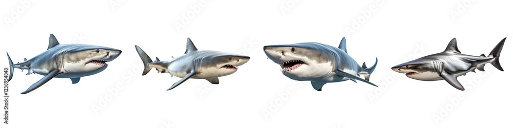 Fototapeta premium Shark catfish isolated on transparent background, PNG, Set of