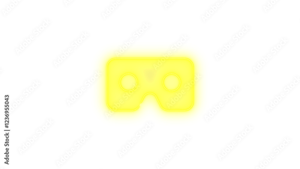 Vr cardboard icon yellow color glowing neon on black background Vr cardboard icon yellow color glowing neon on black background
