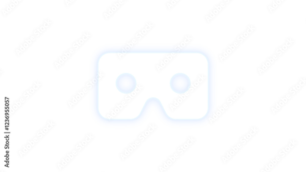 Fototapeta premium Vr cardboard icon white color glowing neon on black background