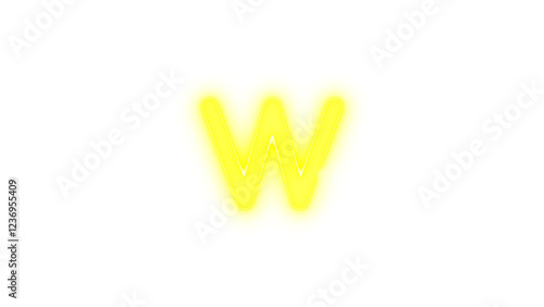 W icon yellow color glowing neon on black background