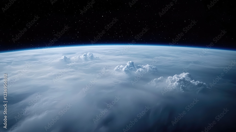 Fototapeta premium Earth's Atmosphere, Cloudscape, Space View, Environmental Background, Global Perspective