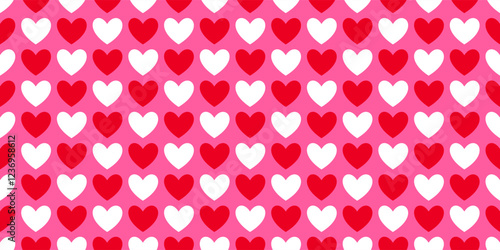 Red heart seamless pattern, love hearts background, Valentine's day holiday print texture, beautiful romantic wedding design backdrop