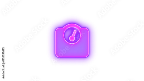 Weight scale icon purple color glowing neon on black background