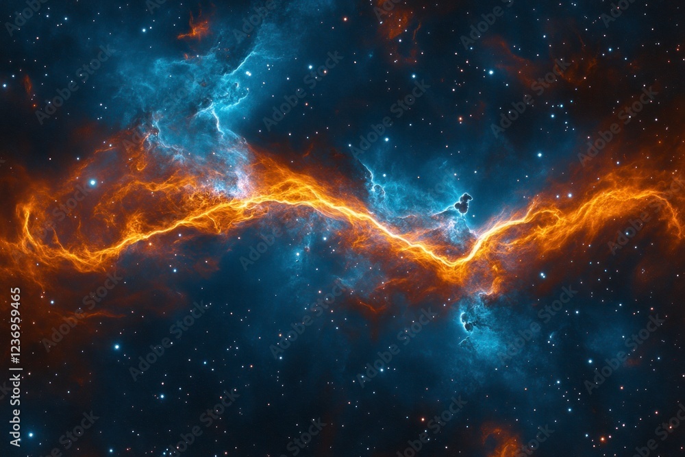 Fototapeta premium A breathtaking view of the cosmos, with swirling nebulae and distant stars creating an otherworldly atmosphere.