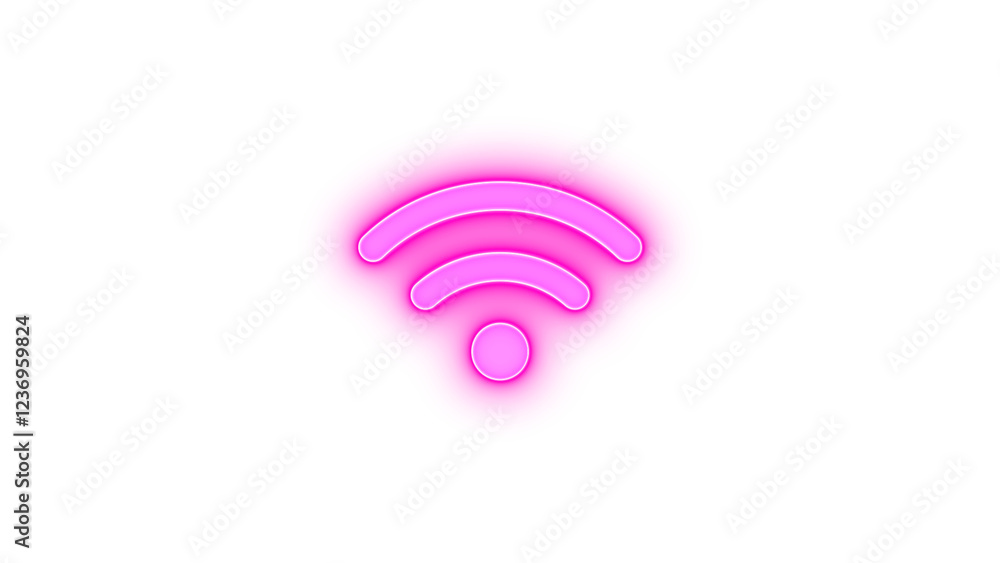 Wifi icon pink color glowing neon on black background Wifi icon pink color glowing neon on black background