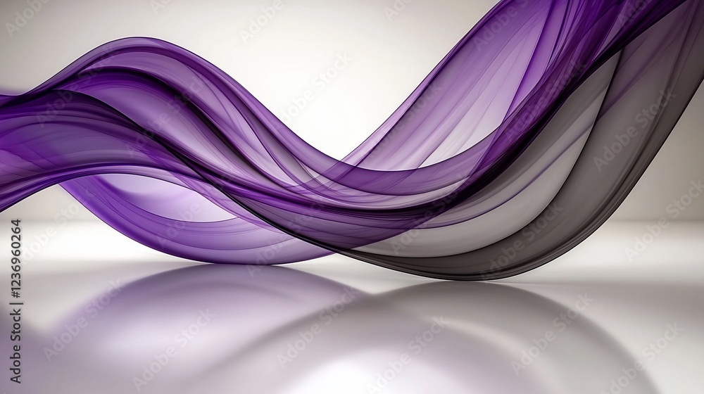 Naklejka premium Abstract purple wave flowing on reflective surface.