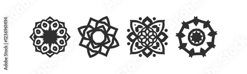 Vector set of logo design templates - abstract symbols in ornamental arabic style - emblems for luxury products, hotels, boutiques, jewelry, oriental cosmetics, restaurants, shops and stores 