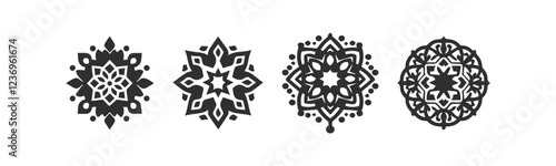 Vector set of logo design templates - abstract symbols in ornamental arabic style - emblems for luxury products, hotels, boutiques, jewelry, oriental cosmetics, restaurants, shops and stores 