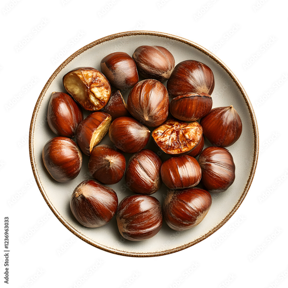 Roasted Chestnuts in Their Shells Isolated on Transparent Background Roasted Chestnuts in Their Shells Isolated on Transparent Background