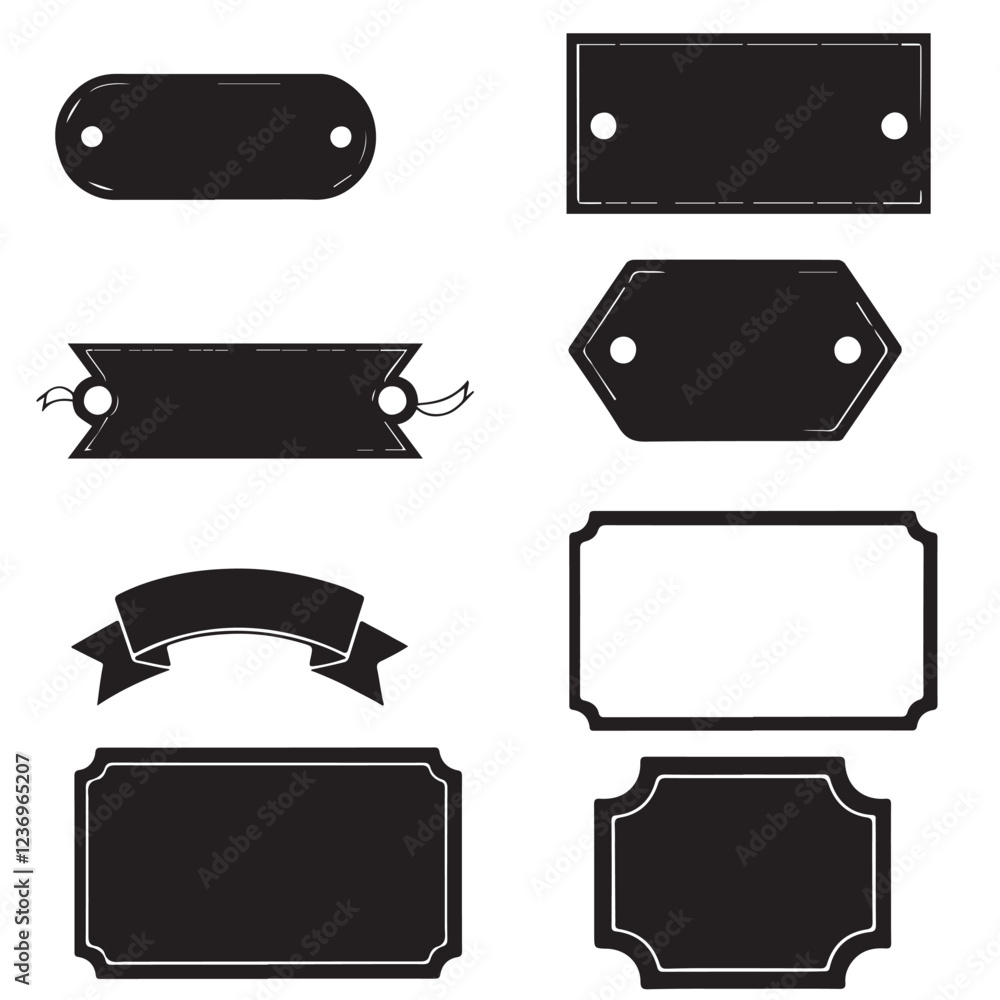Black and White Label Templates Set for Design Projects Black and White Label Templates Set for Design Projects