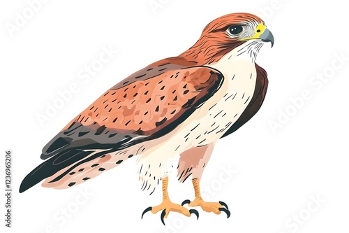 Red-tailed Hawk Isolated on White Background.