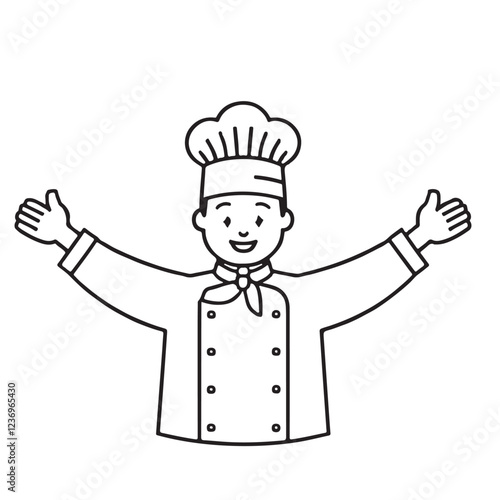 Happy Chef Illustration Welcoming You to Delicious Food