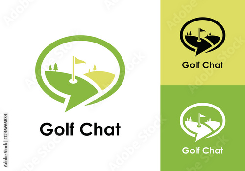 Golf logo, Icons, symbols, elements and green golf club logo, golf course arena booking chat logo