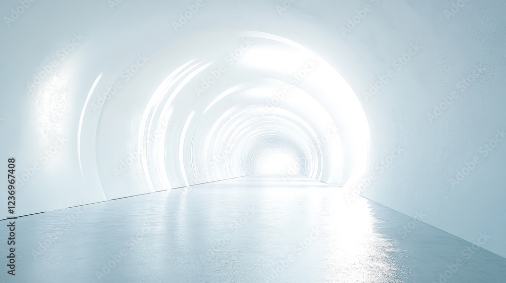 White tunnel with radiant light 3d render illustration. 3D Illustration White tunnel with radiant light 3d render illustration. 3D Illustration
