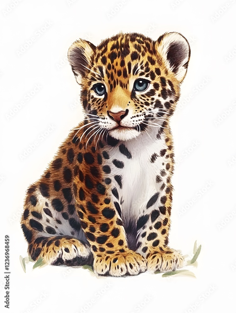 Obraz premium jaguar_cub_on_white_background