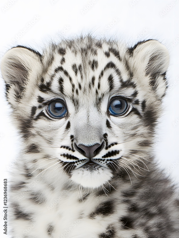 Fototapeta premium snow_leopard_cub_on_white_background